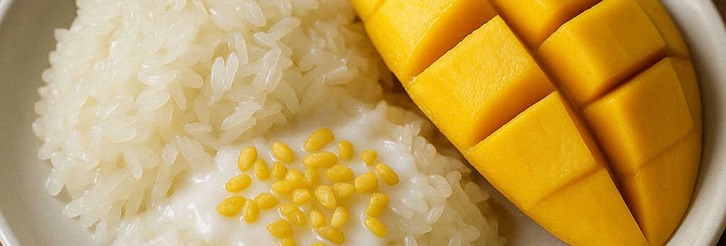 illustration Riz gluant au lait de coco et mangue de Ratchaburi